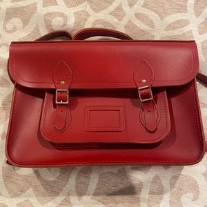 Cambridge Satchel Co. Red briefcase/backpack.